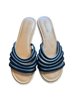 Madewell The Addie Slide Sandals Size 8.5 Black Leather Casual Coastal Spring